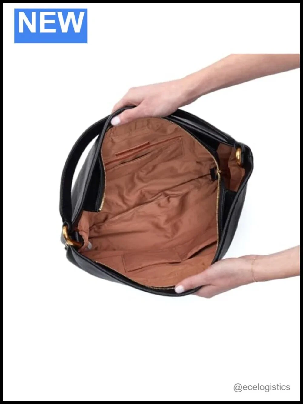 Leather Hobo Bag Soft Shoulder Handbag with Zip Pockets
